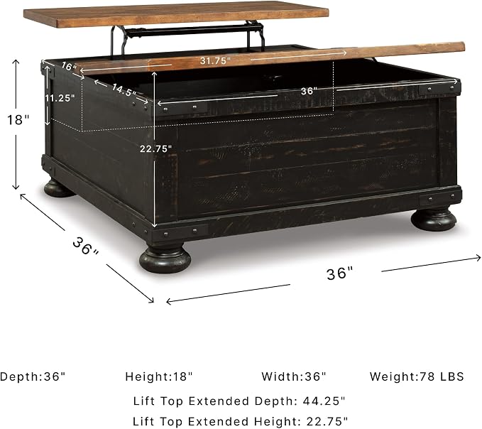 Signature Design by Ashley Lift Top Coffee Table with Storage, Farmhouse