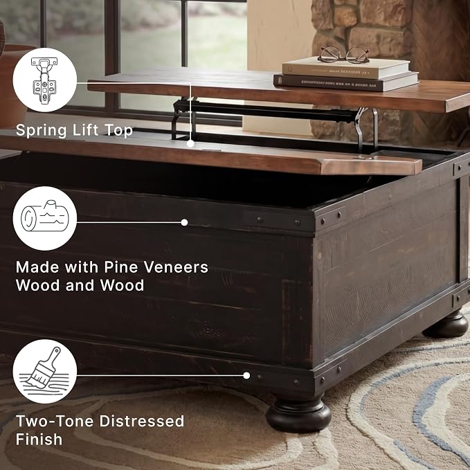 Signature Design by Ashley Lift Top Coffee Table with Storage, Farmhouse