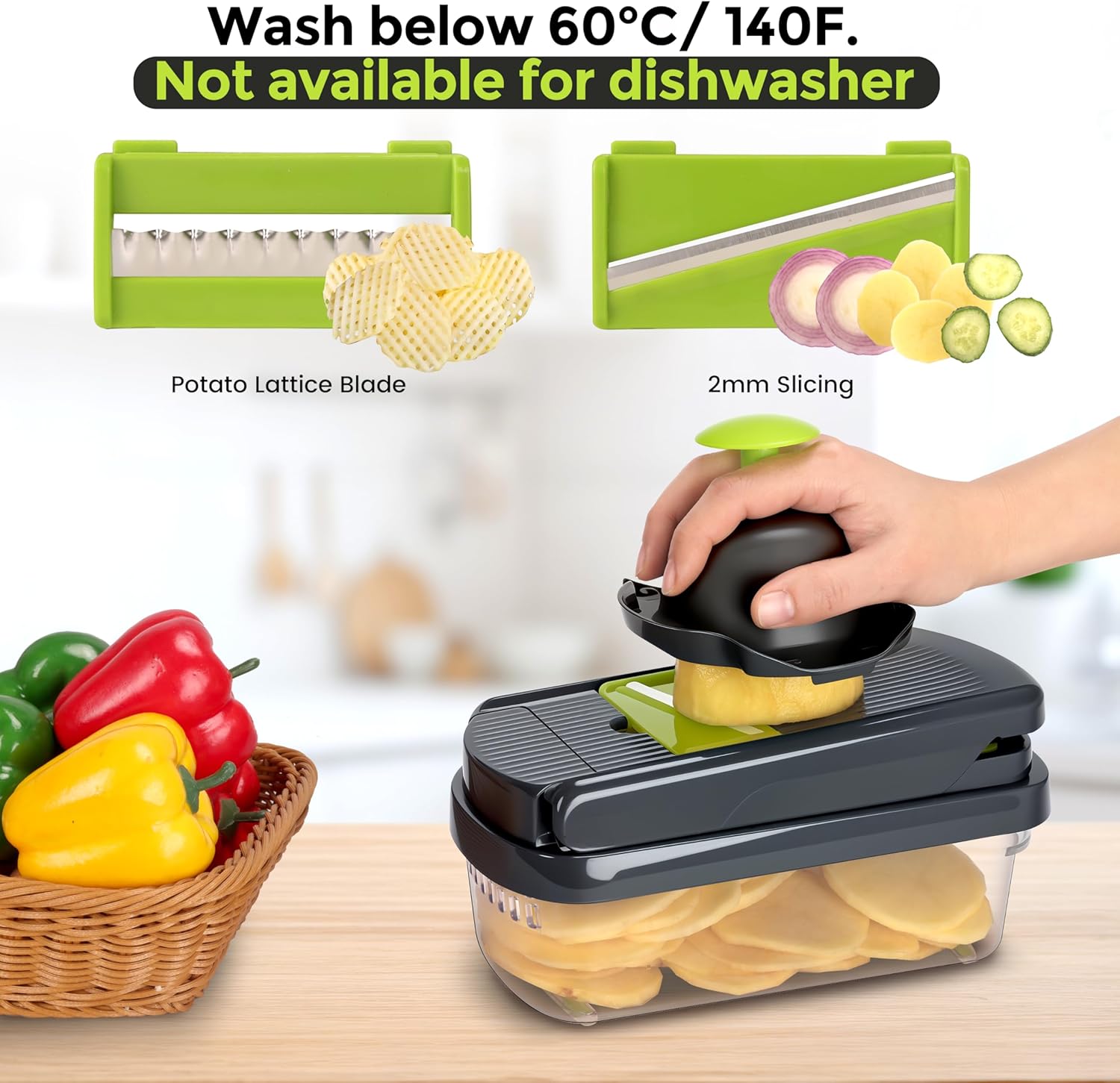 Yusshn Vegetable Chopper, 12-in-1 Food Veggie Chopper Cutter with Container | 7 Sharp Blades Dice, Slice, Shred and Grate for Salads, Onions and Meal Prep,.