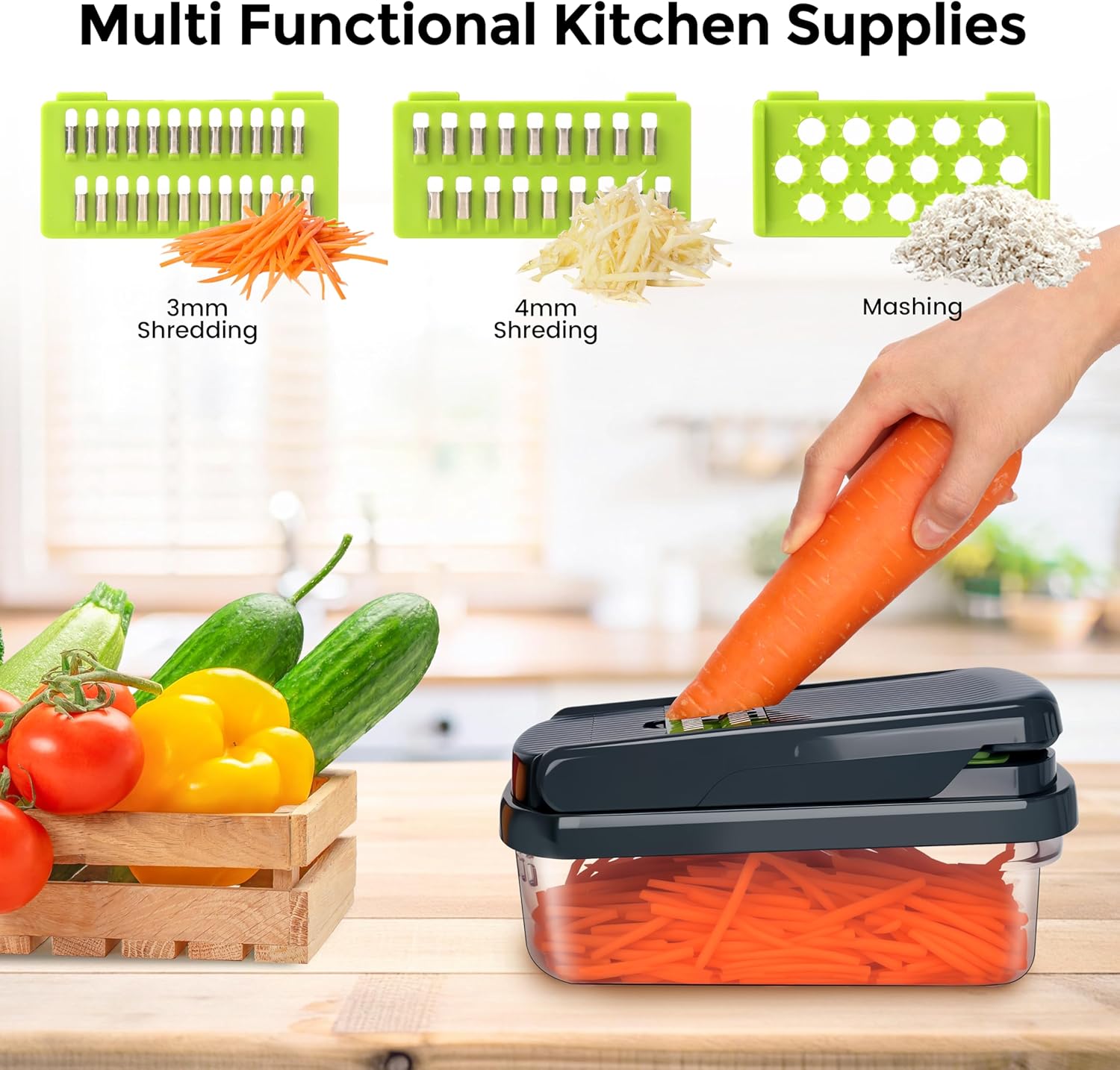 Yusshn Vegetable Chopper, 12-in-1 Food Veggie Chopper Cutter with Container | 7 Sharp Blades Dice, Slice, Shred and Grate for Salads, Onions and Meal Prep,.