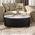 Furniture of America Beryl Round Genuine Marble Top Coffee Table, Black